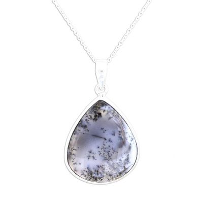 Alternate image for Sterling Silver Dendritic Agate Necklace Forest Frond