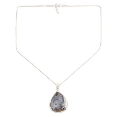 Alternate image for Sterling Silver Dendritic Agate Necklace Forest Frond