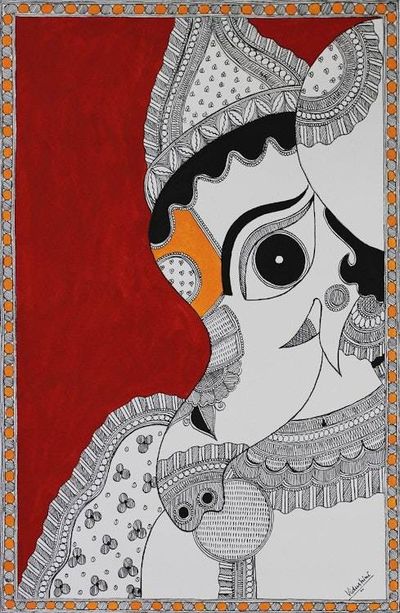 Primary image for Madhubani Folk Art Painting of Ganesha NOVICA India Krishna Bala Ganapathi
