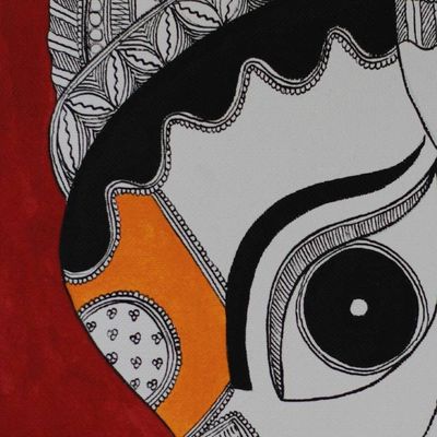 Alternate image for Madhubani Folk Art Painting of Ganesha NOVICA India Krishna Bala Ganapathi