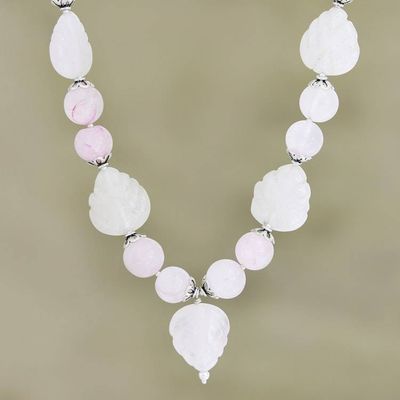 Primary image for Rose Quartz Beaded Pendant Necklace from India In the Mood for Love