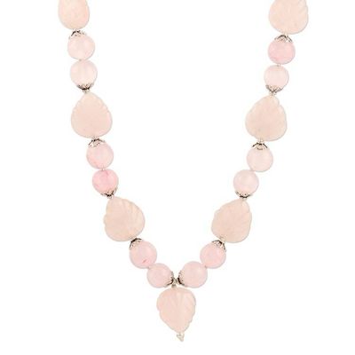 Alternate image for Rose Quartz Beaded Pendant Necklace from India In the Mood for Love