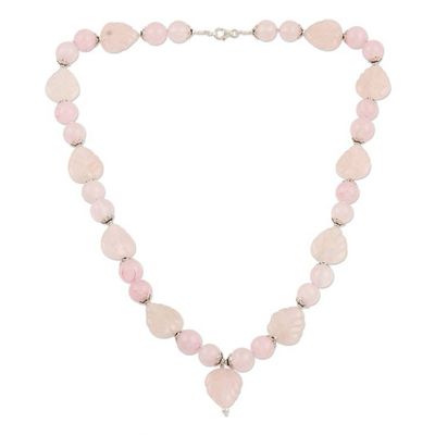 Alternate image for Rose Quartz Beaded Pendant Necklace from India In the Mood for Love