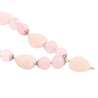 Alternate image for Rose Quartz Beaded Pendant Necklace from India In the Mood for Love