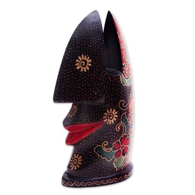 Alternate image for Hand-Painted Batik Wood Eyeglasses Holder from Java Batik Nose