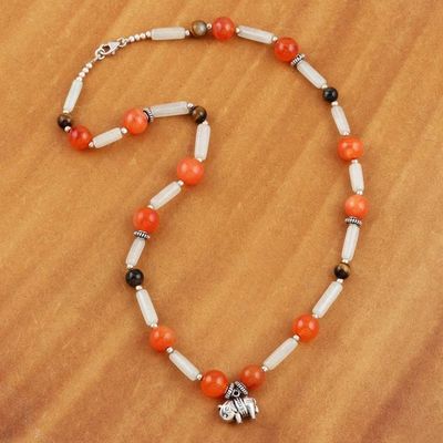 Alternate image for Carnelian and Moonstone Elephant Pendant Necklace Elephant Beauty
