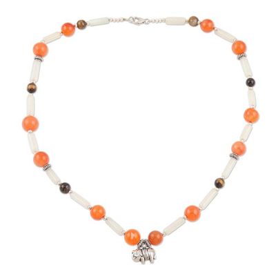 Alternate image for Carnelian and Moonstone Elephant Pendant Necklace Elephant Beauty