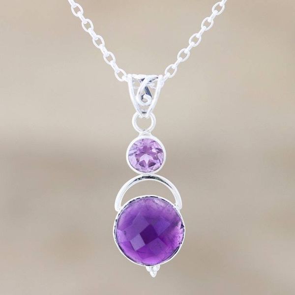Alternate image for Amethyst Pendant Necklace with Over 12 Carats Alluring Serenity