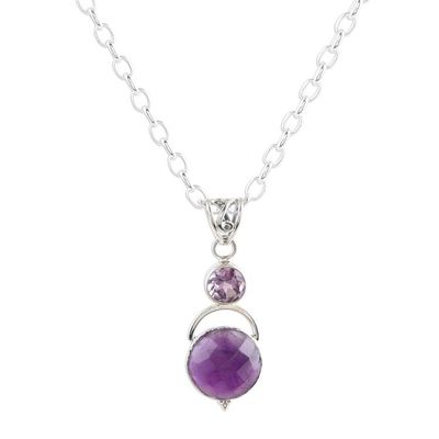 Alternate image for Amethyst Pendant Necklace with Over 12 Carats Alluring Serenity