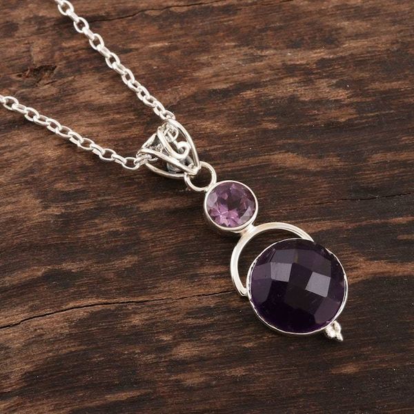 Alternate image for Amethyst Pendant Necklace with Over 12 Carats Alluring Serenity
