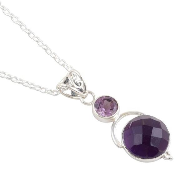 Alternate image for Amethyst Pendant Necklace with Over 12 Carats Alluring Serenity