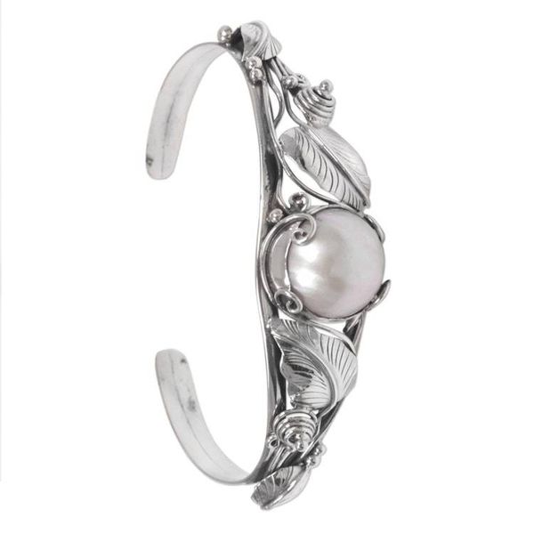 Alternate image for Hand Crafted Sterling Silver and Pearl Cuff Bracelet Lost in Nature