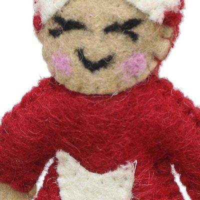 Alternate image for Wool Felt Mr and Mrs Santa Claus Holiday Ornaments Pair Mr and Mrs Santa