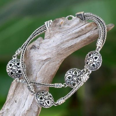 Primary image for Sterling Silver Gold Accent Link Bracelet from Indonesia Flowering Hearts