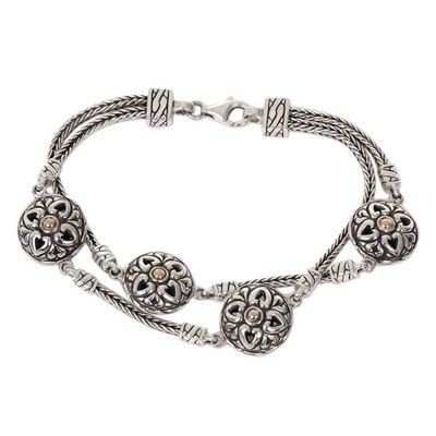 Alternate image for Sterling Silver Gold Accent Link Bracelet from Indonesia Flowering Hearts