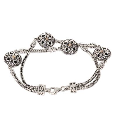 Alternate image for Sterling Silver Gold Accent Link Bracelet from Indonesia Flowering Hearts