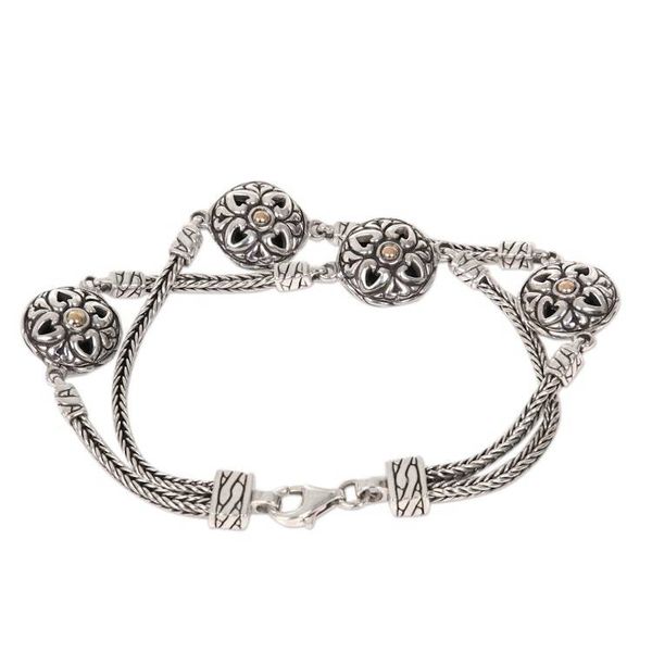 Alternate image for Sterling Silver Gold Accent Link Bracelet from Indonesia Flowering Hearts