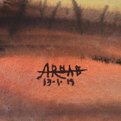 Alternate image for Watercolor Impressionist Landscape Painting from India Rustic Beauty