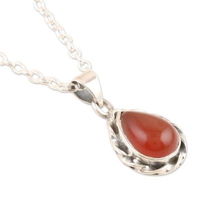 Alternate image for Sterling Silver Pendant Necklace with Orange Onyx Cabochon Sunset Treasure