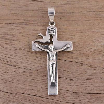 Alternate image for Hand Crafted Sterling Silver Crucifix Pendant Peace Will Prevail
