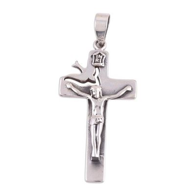 Alternate image for Hand Crafted Sterling Silver Crucifix Pendant Peace Will Prevail