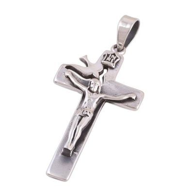 Alternate image for Hand Crafted Sterling Silver Crucifix Pendant Peace Will Prevail