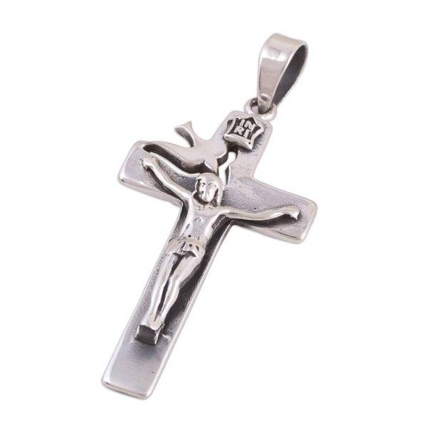 Alternate image for Hand Crafted Sterling Silver Crucifix Pendant Peace Will Prevail