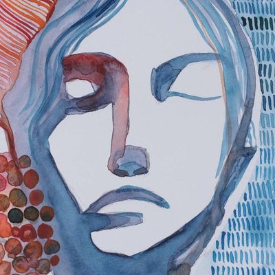 Alternate image for Watercolor on Paper Abstract Figurative Modern Portrait Exclamation of the Soul