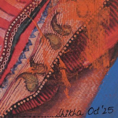 Alternate image for Acrylic Expressionist Portrait of Indian Bride with Fish Net Fisherwoman II