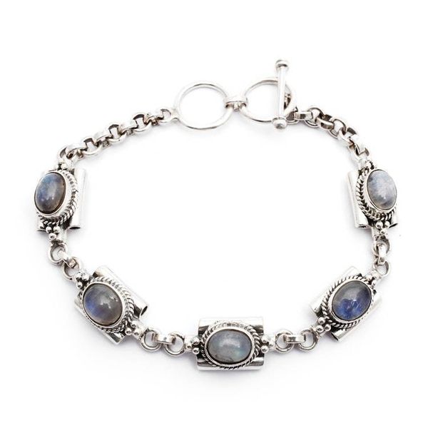 Alternate image for Rainbow Moonstone Link Bracelet by Balinese Artisans Misty Domes