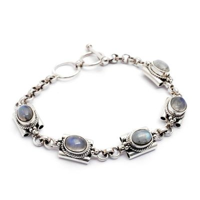 Alternate image for Rainbow Moonstone Link Bracelet by Balinese Artisans Misty Domes
