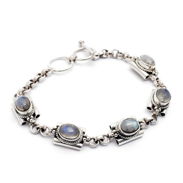 Alternate image for Rainbow Moonstone Link Bracelet by Balinese Artisans Misty Domes