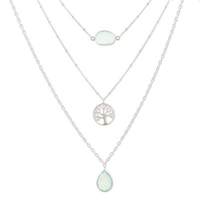 Alternate image for Handmade Sterling Silver and Chalcedony Pendant Necklace Perfect Blue