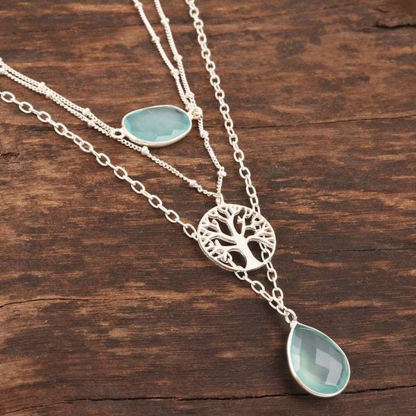Alternate image for Handmade Sterling Silver and Chalcedony Pendant Necklace Perfect Blue
