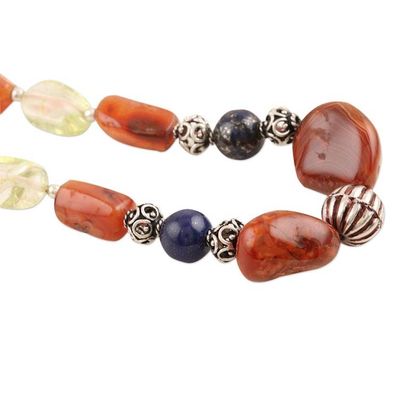Alternate image for Lapis Lazuli and Carnelian Beaded Necklace Moon Dance