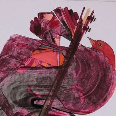 Alternate image for Music-Inspired Expressionist Acrylic Painting from India Echoes of the Soul