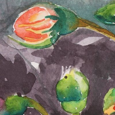 Alternate image for Signed Realist Painting of a Rose Flower from India Rose Blossom