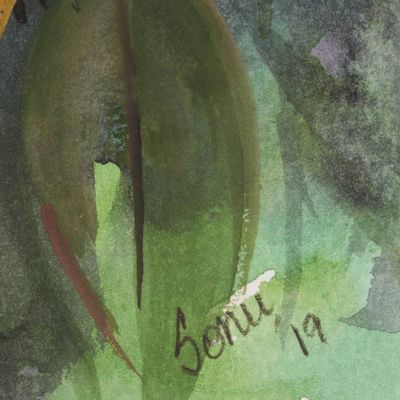 Alternate image for Signed Realist Painting of a Rose Flower from India Rose Blossom
