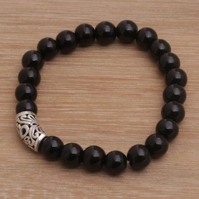 Alternate image for Onyx Beaded Stretch Bracelet Uluwatu Eclipse