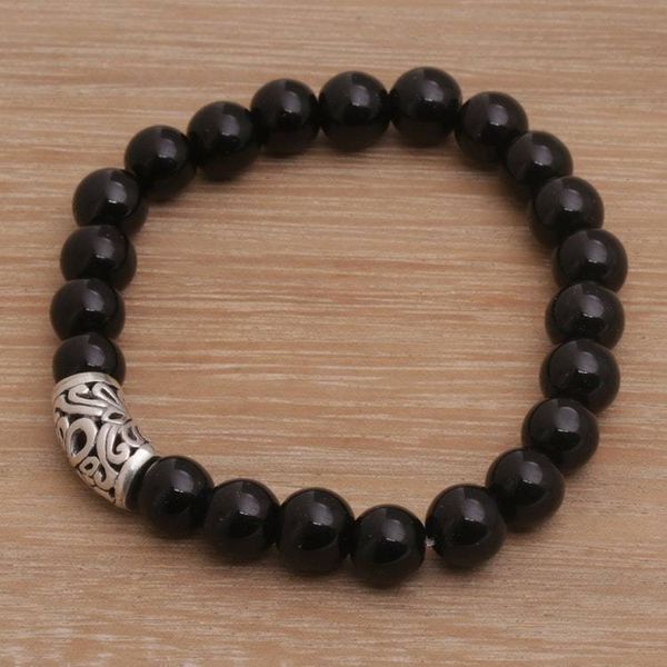 Alternate image for Onyx Beaded Stretch Bracelet Uluwatu Eclipse
