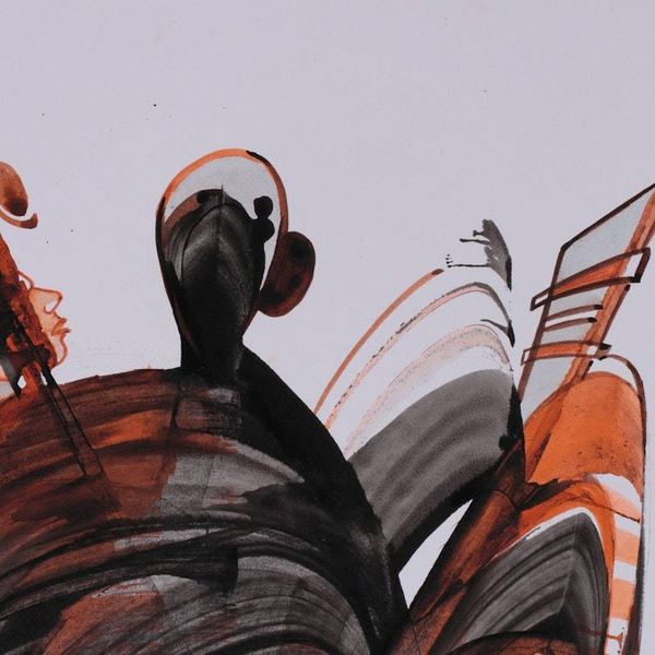 Alternate image for Warm-Palette Expressionist Music-Themed Acrylic Painting Meditative Resonance
