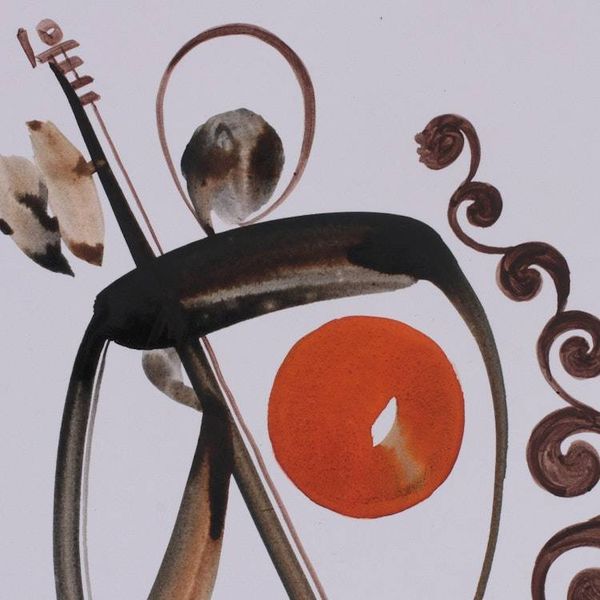 Alternate image for Signed Expressionist Music-Themed Acrylic on Paper Painting Strings of Stillness