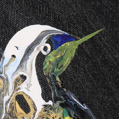 Alternate image for Acrylic Painting from India with Bird Motif Bird Paradise