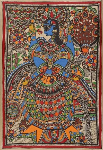 Primary image for Madhubani Fish Painting on Handmade Paper Matsya Avatar