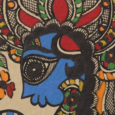 Alternate image for Madhubani Fish Painting on Handmade Paper Matsya Avatar