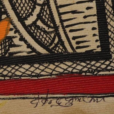 Alternate image for Madhubani Fish Painting on Handmade Paper Matsya Avatar