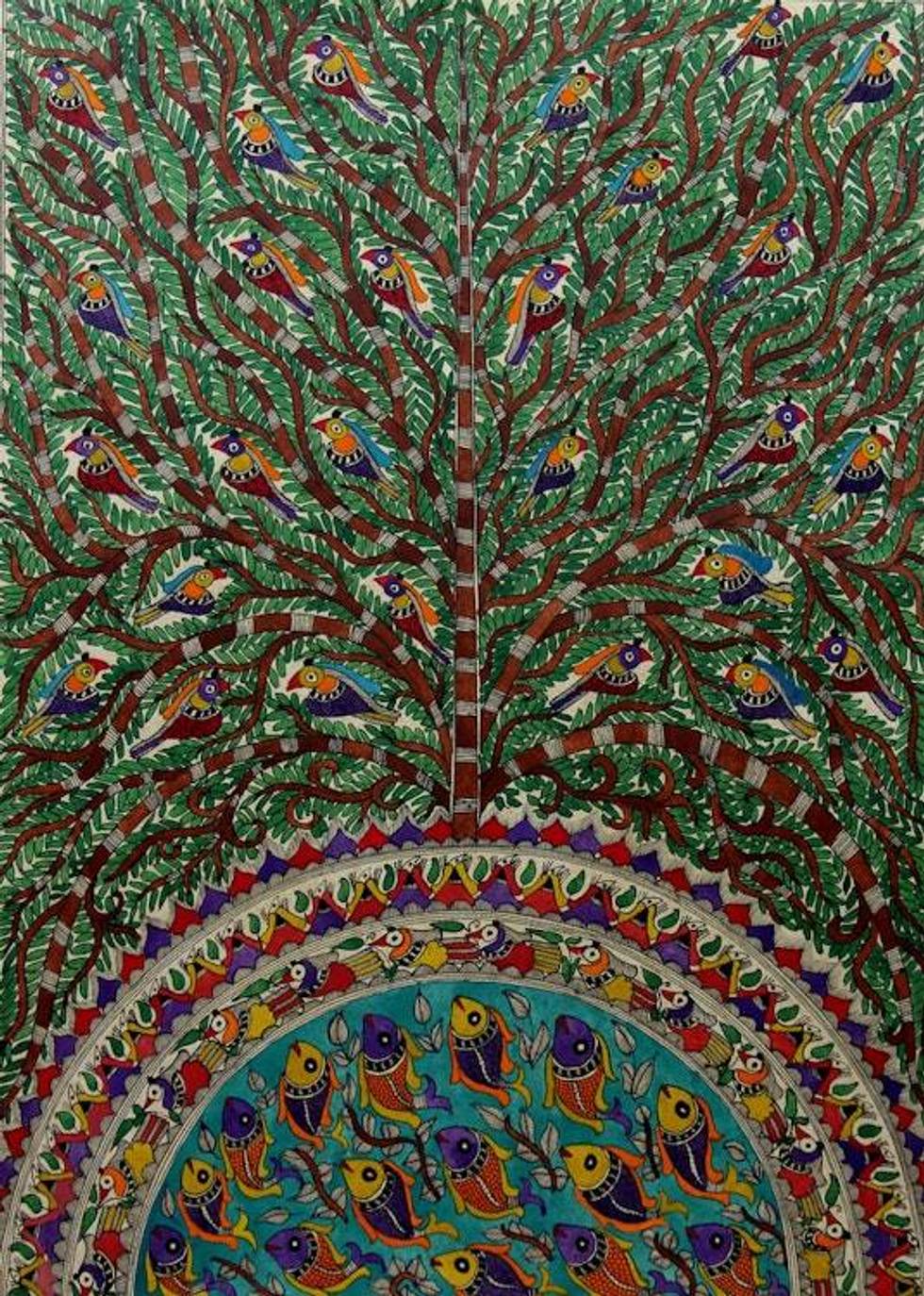Madhubani painting 'Peaceful Coexistence'