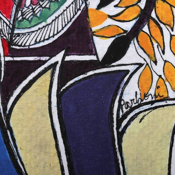 Alternate image for Acrylic Ink Madhubani Art of Man Woman and Tree of Life Man, Woman and Tree of Life