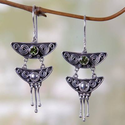 Alternate image for Indonesian Peridot Sterling Silver Chandelier Earrings Summer Moonlight