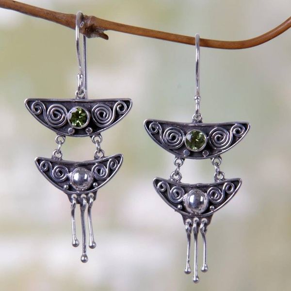 Alternate image for Indonesian Peridot Sterling Silver Chandelier Earrings Summer Moonlight